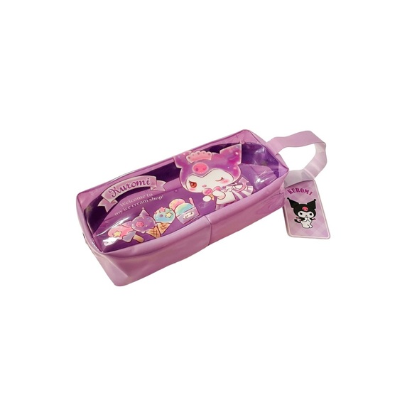 Kuromi Kawaii Pencil Bag Case Purple Stationery Pouch Sanrio Ice Cream Design - Picture 2 of 3